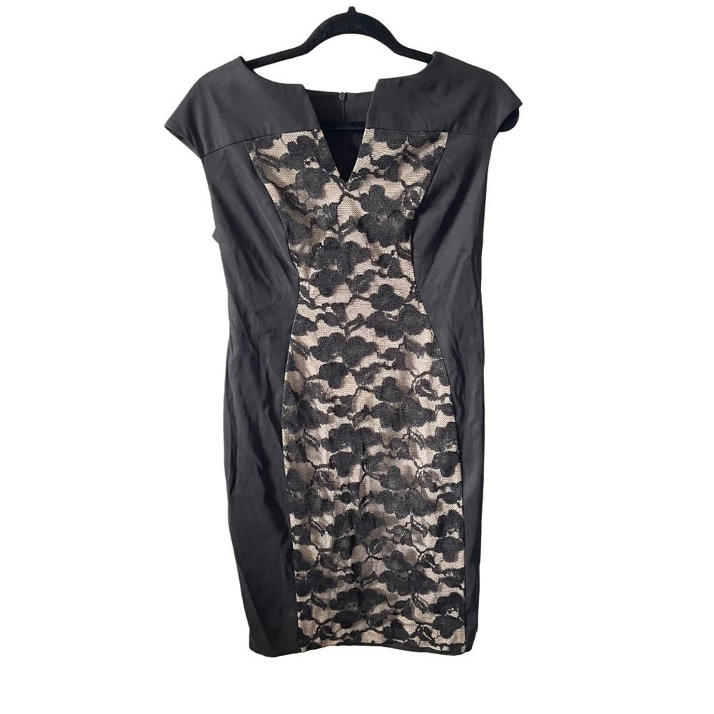 Connected Petite Laced‎ Slim Fit Bodycon Black Midi Dress